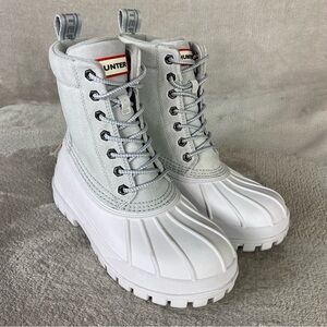 Hunter Southall Boots Mens Size 9 White Gray Duck Snow Waterproof Lined Winter